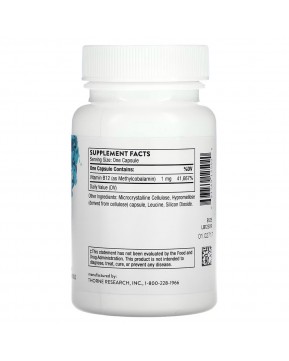 Thorne, витамин B12 в виде метилкобаламина, 60 капсул (1 мг в 1 капсуле) Thorne, витамин B12 в виде метилкобаламина, 60 капсул (1 мг в 1 капсуле)